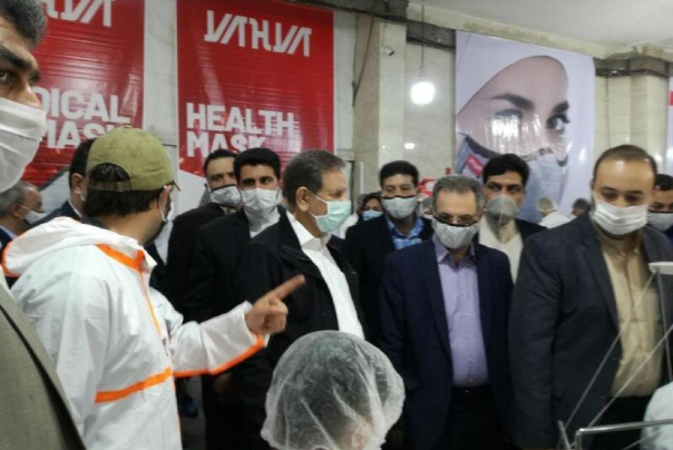 بازدید معاون اول رئیس جمهوری، از کارخانه تولید ماسک در شهرک صنعتی نصیرآباد