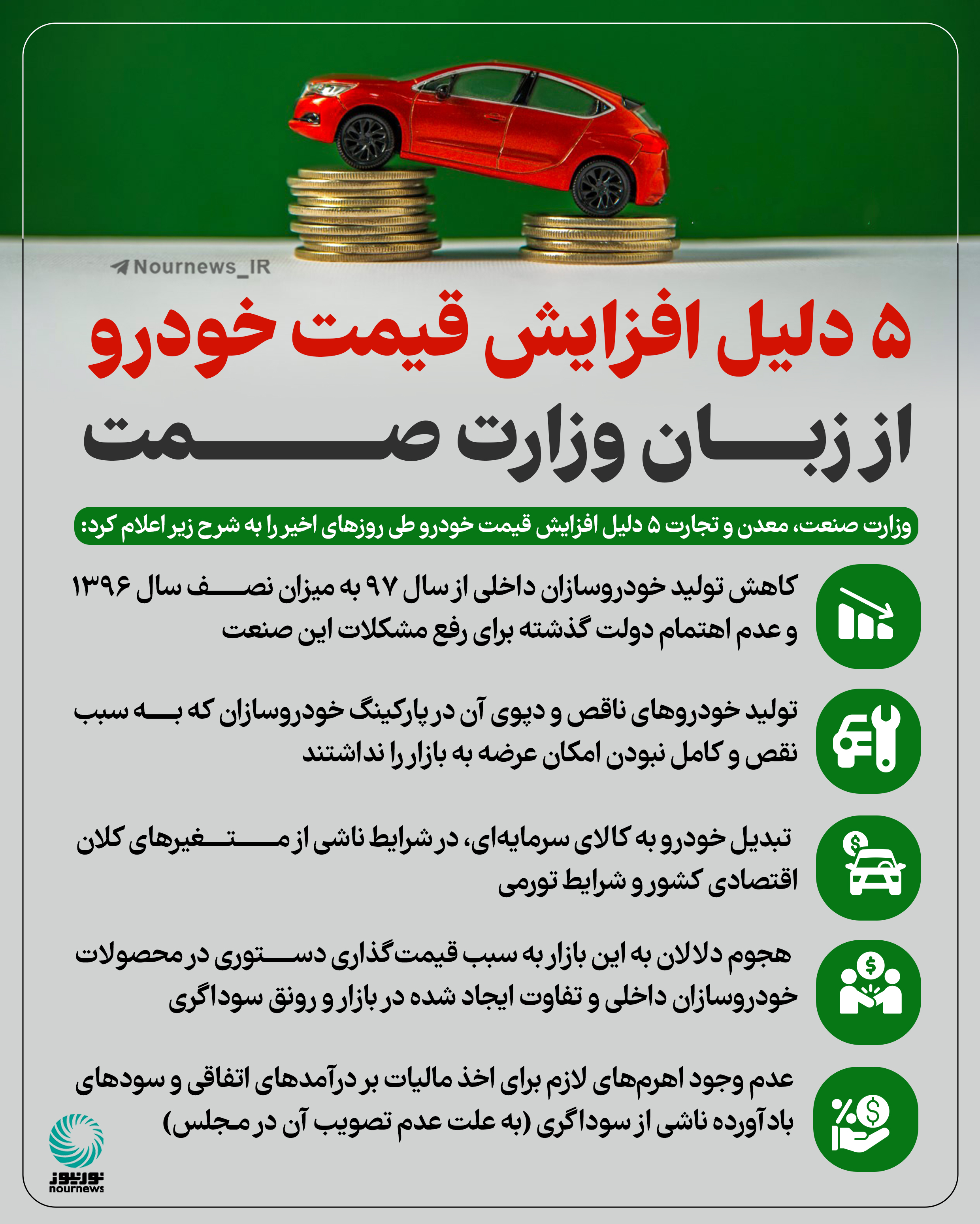 5 دلیل افزایش قیمت خودرو از زبان وزارت صمت