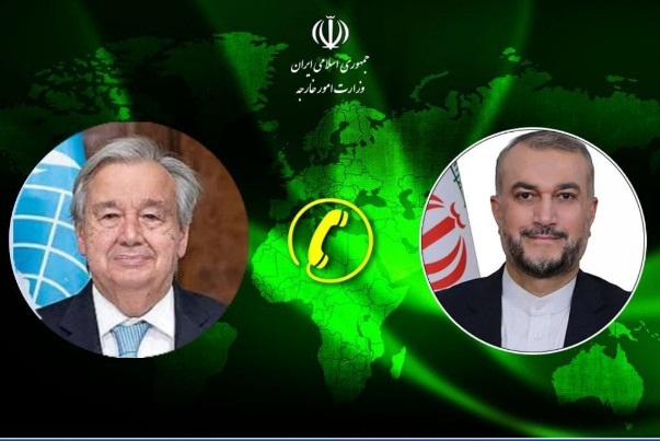 Speaking with Guterres, Iran FM urges increased pressure on Israeli regime