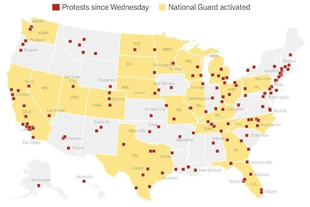 گسترش اعتراضات در آمریکا به 140 شهر/ حالت فوق العاده در 21 منطقه
