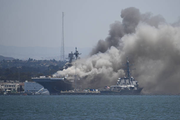 The silence of the US naval military and the lack of reasons for the explosion in the US aircraft carrier