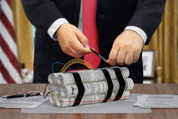 مُتَبَجِّح بالجريمة.. عنوان ملصق جديد لموقع قائد الثورة تنديدا بجرائم ترامب