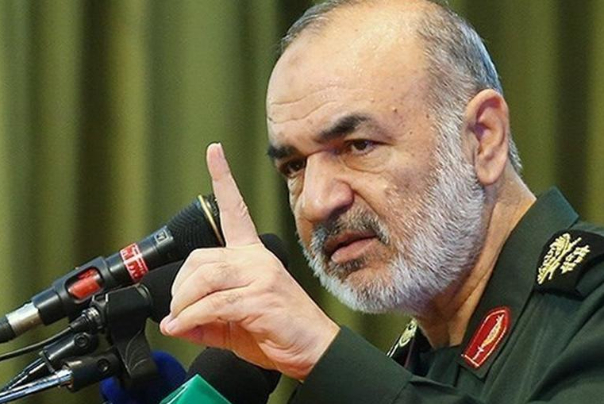 سخنرانی فرمانده کل سپاه پاسداران انقلاب اسلامی برای اولین بار در یک مراسم مردمی در غزه