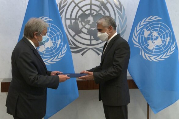 سفیر جدید ایران در سازمان ملل استوارنامه خود را تقدیم گوترش کرد+ فیلم