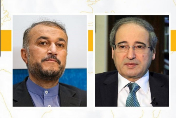 عبداللهيان يؤكد للمقداد استمرار دعم ايران لجبهة المقاومة وحكومة وشعب سوريا