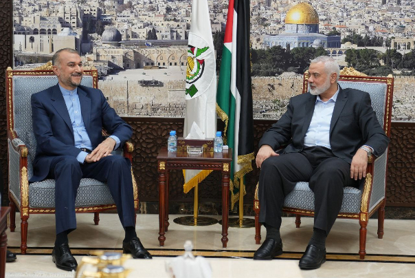 دیدار وزیر امور خارجه ‎ایران و رئیس دفتر سیاسی ‎حماس در قطر