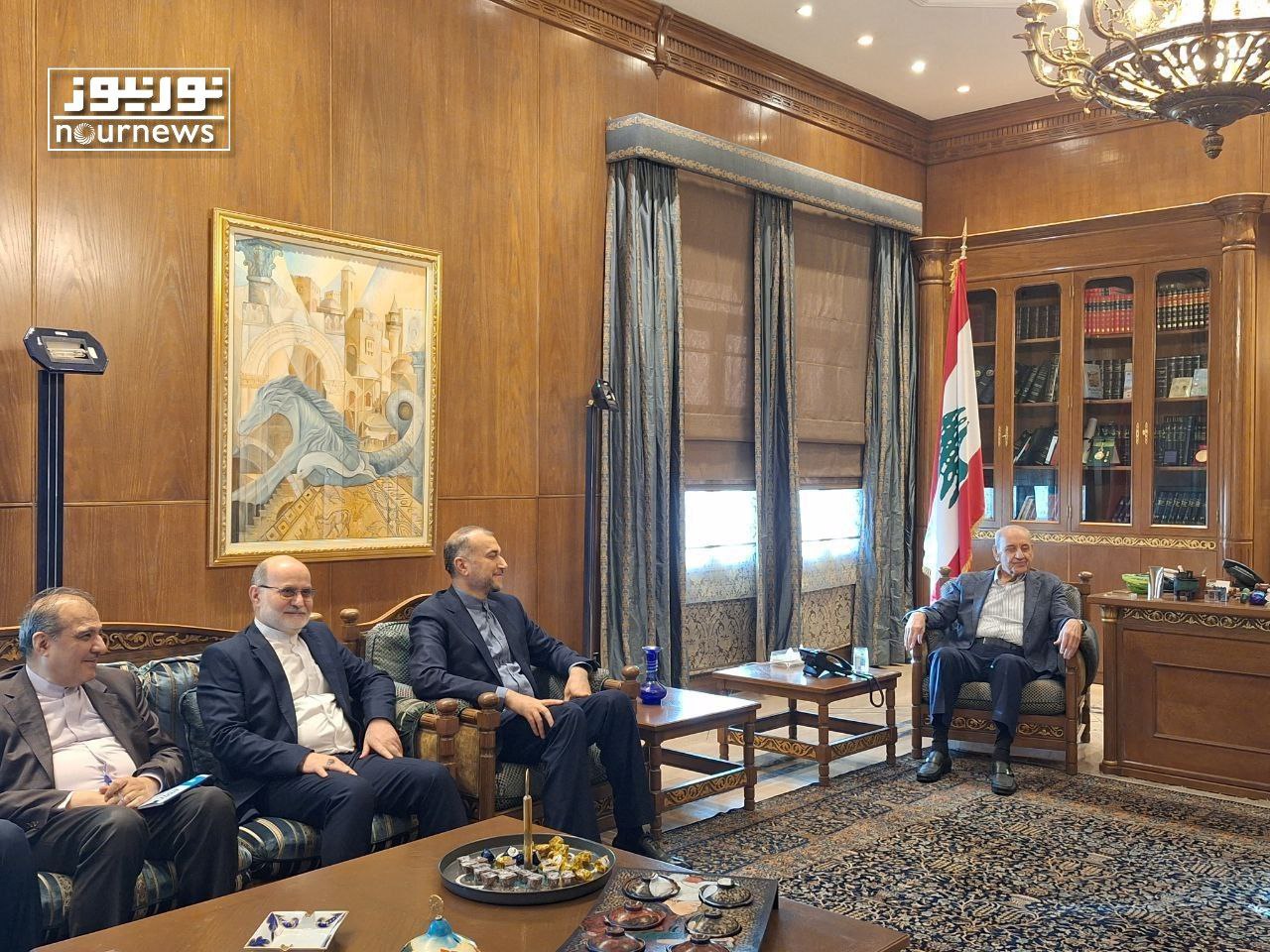 The meeting of the Iranian FM and country's delegation with Nabih Berri