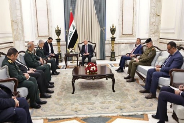 اللواء باقري يبحث مع الرئيس العراقي تطوير العلاقات الثئائية