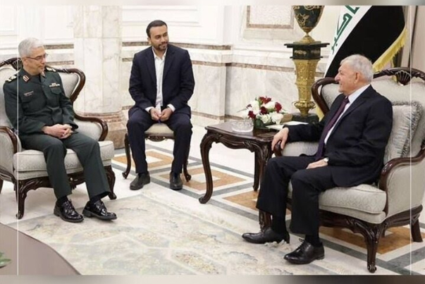 دیدار سرلشکر باقری با رئیس‌جمهور عراق
