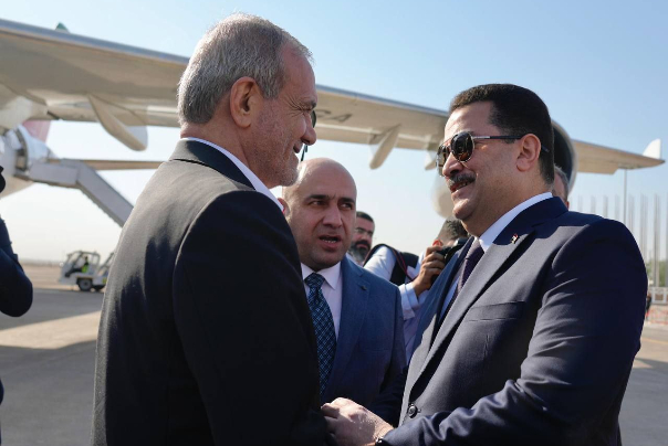 السوداني يستقبل الرئيس بزشكيان في بغداد