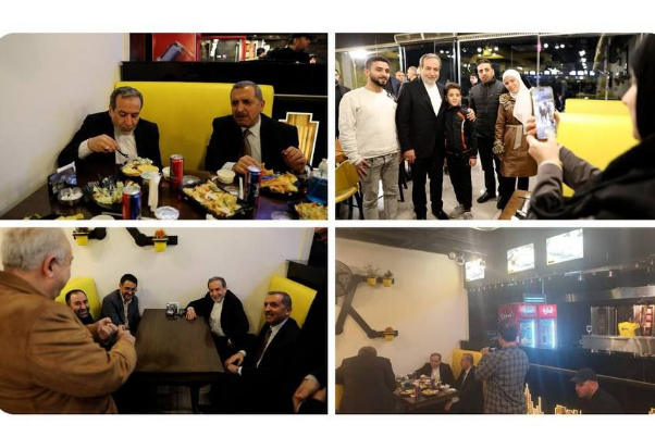 شاهد / عراقجي يتناول طعام العشاء في احد مطاعم دمشق