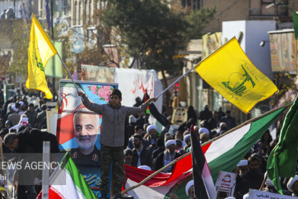 مسيرات حاشدة في ايران احتفالا بانتصار المقاومة في غزة