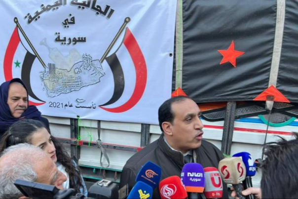 قافلة اغاثية من الجالية اليمنية في سورية الى اللاذقية