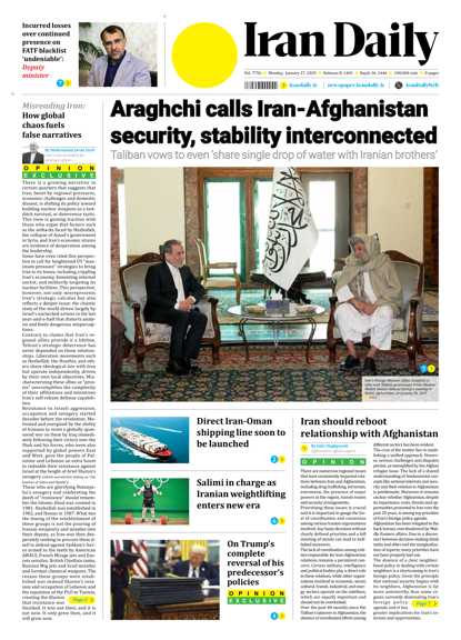Front pages of Iran's English dailies on January 27