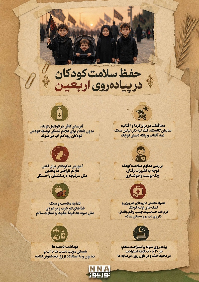 نوراینفو | کودکان در پیادهروی اربعین؛ 8 نکته بهداشتی و دارویی که هر والدینی باید بداند