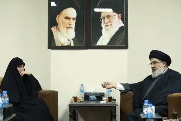 السيد نصرالله يستقبل كريمة الشهيد قاسم سليماني