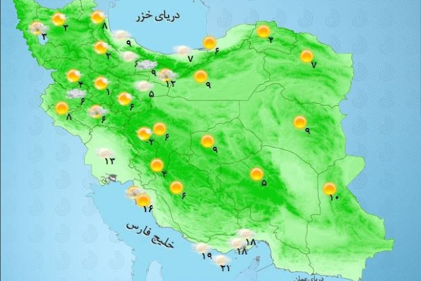 امروز سامانه بارشی در شمال غرب کشور فعال است؛ در ارتفاعات و مناطق کوهستانی برف می‌بارد.