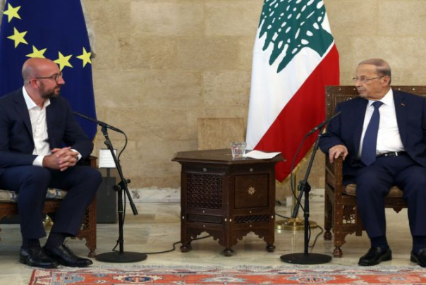 رئيس مجلس الاتحاد الأوروبي من بيروت: حاضرون من أجل المساهمة في إعادة الإعمار