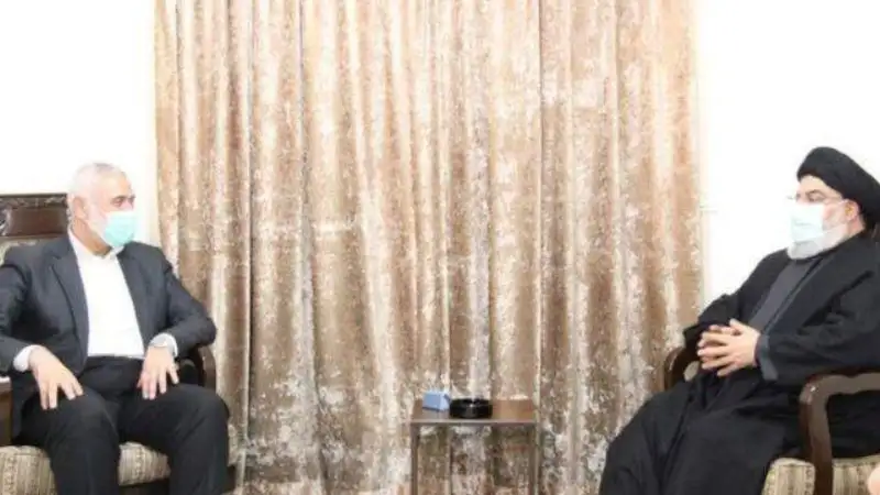 دیدار مهم اسماعیل هنیه و سیدحسن نصرالله در بیروت