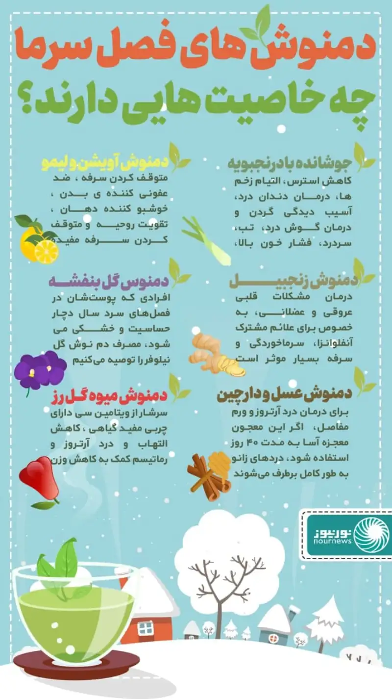 اینفوگرافی: دمنوش‌های فصل سرما چه خاصیت‌هایی دارند؟