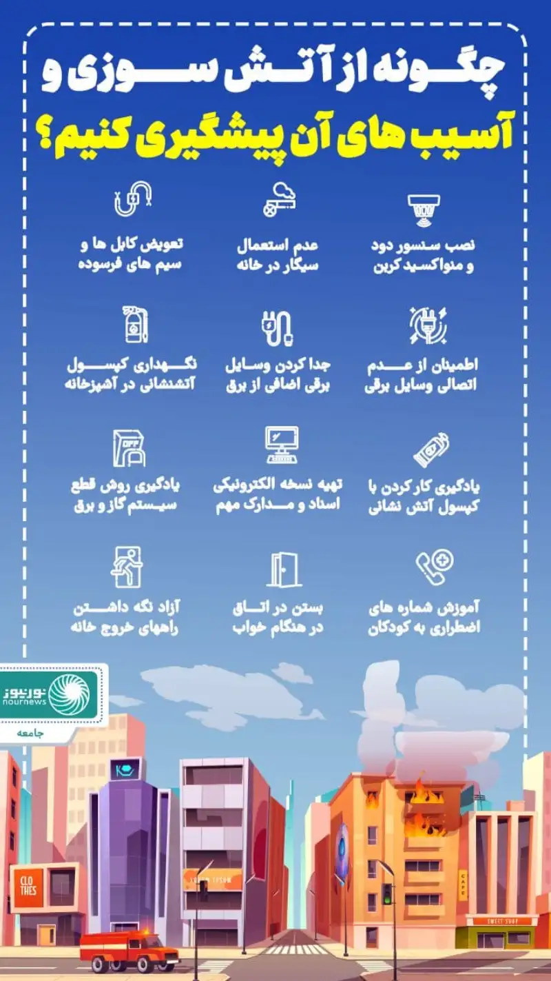 اینفوگرافی: چگونه از آتش سوزی و آسیب های آن پیشگیری کنیم؟