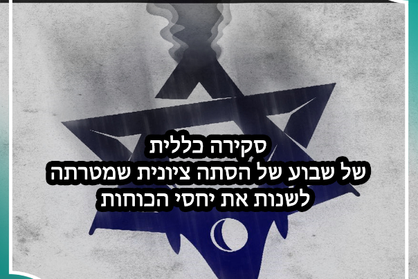 סקירה כללית של שבוע של הסתה ציונית שמטרתה לשנות את יחסי הכוחות