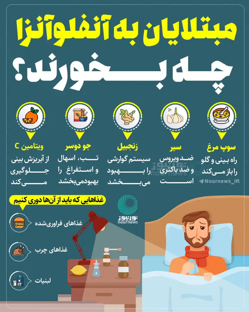 مبتلایان به آنفولانزا چه باید بخورند؟