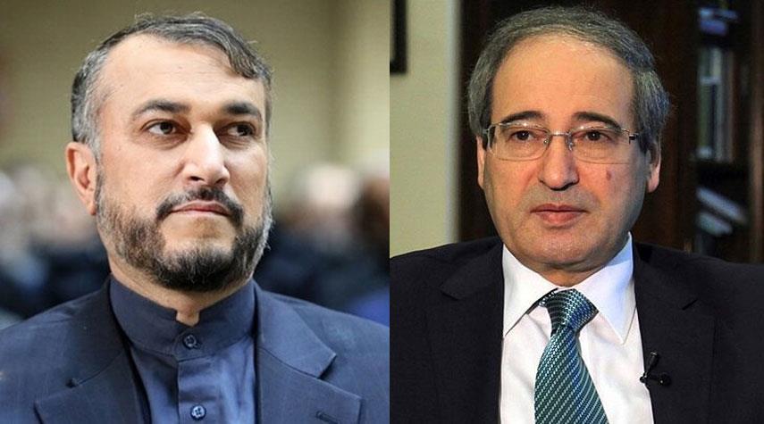 عبداللهيان والمقداد يبحثان هاتفيا العلاقات الثنائية والقضايا الاقليمية