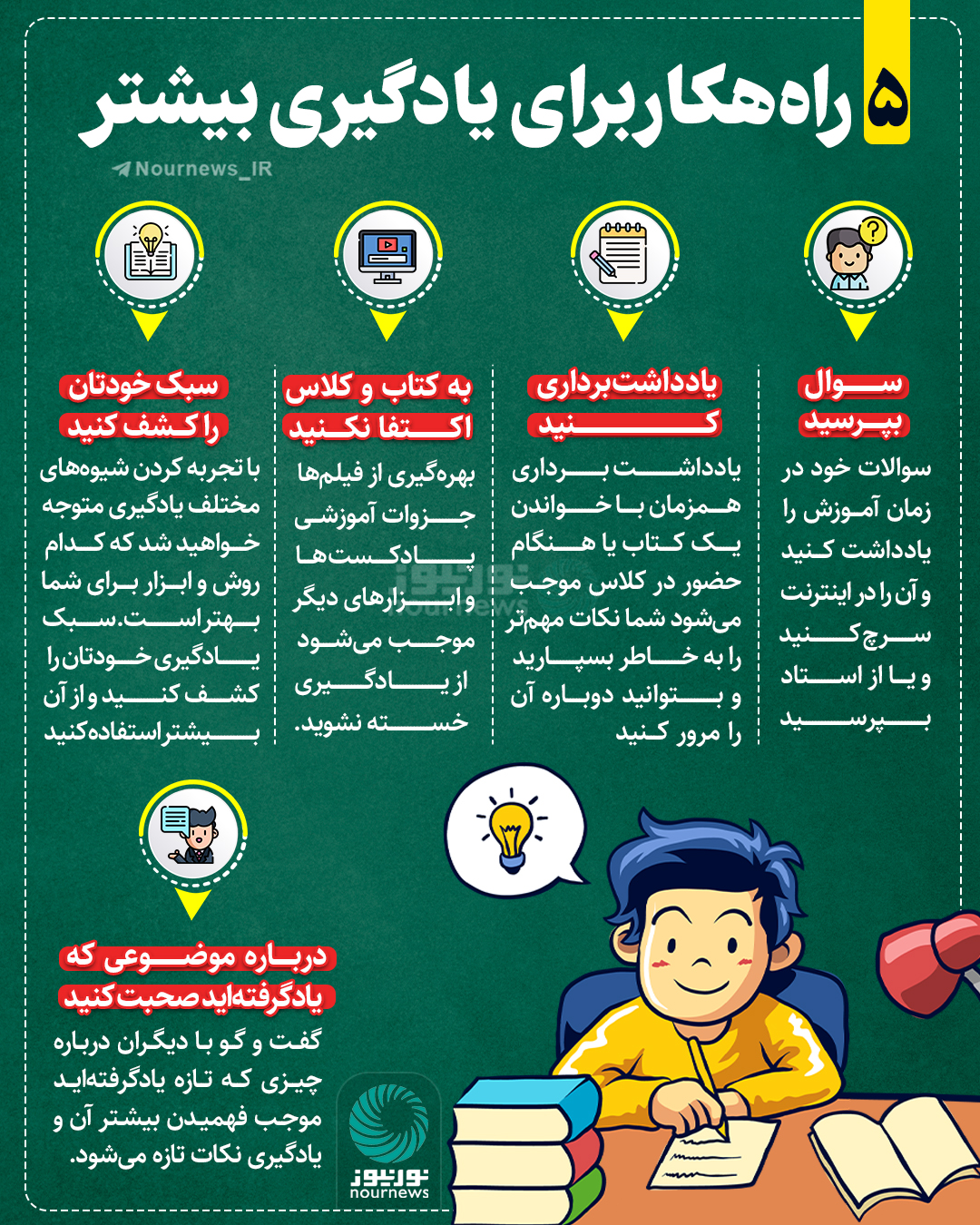 پنج راهکار برای یادگیری بیشتر