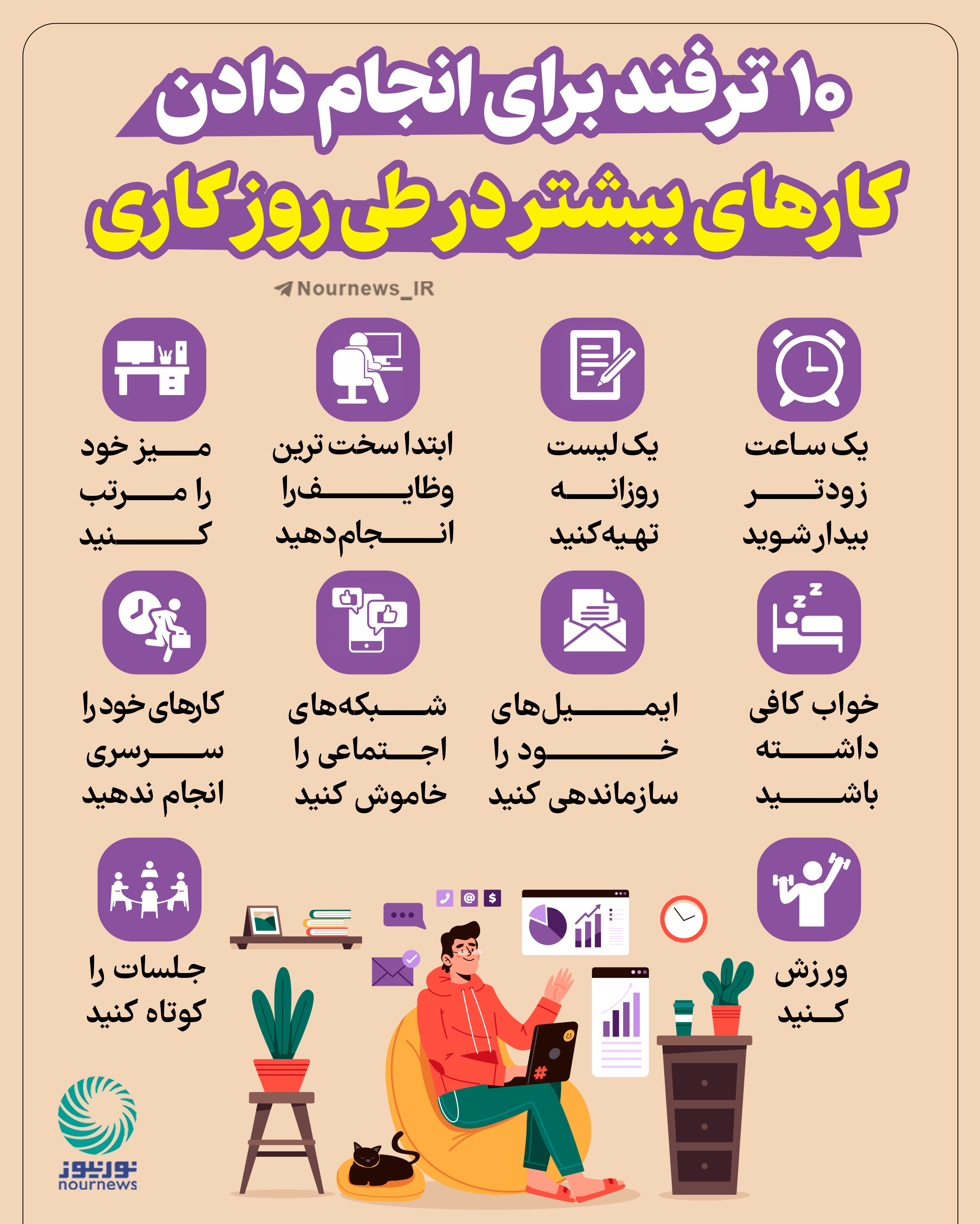10 ترفند برای انجام دادن کارهای بیشتر در طی روز کاری