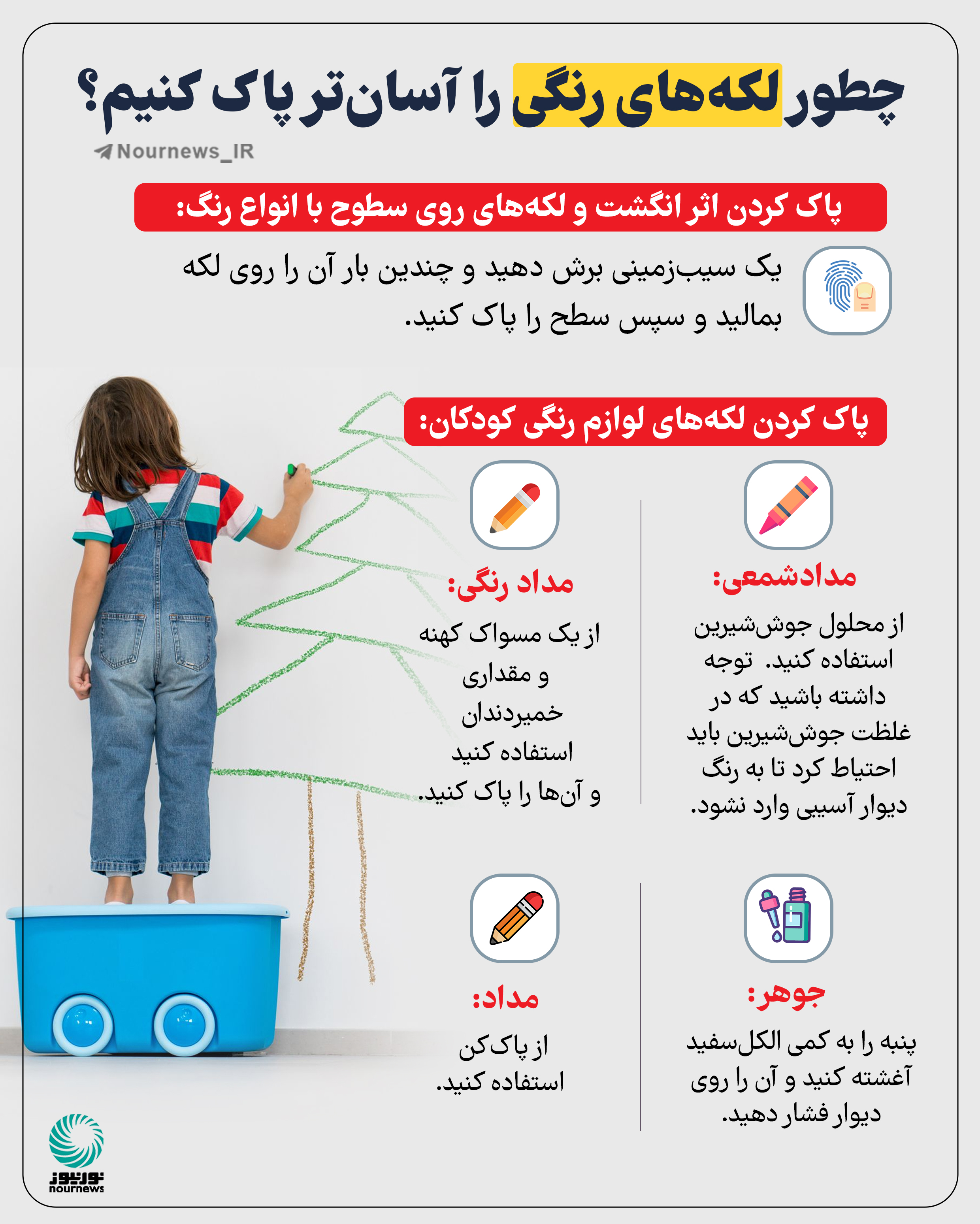 نوراینفو | چطور لکه‌های رنگی را آسان‌تر پاک کنیم؟