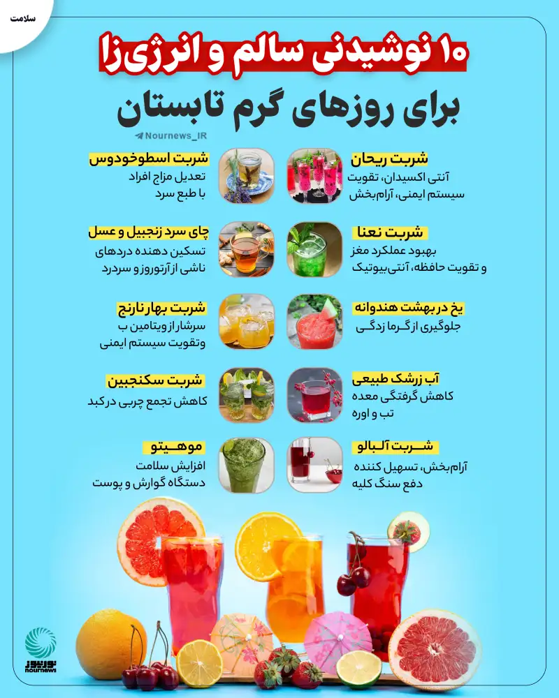10 نوشیدنی سالم و انرژی‌زا برای روزهای گرم تابستان