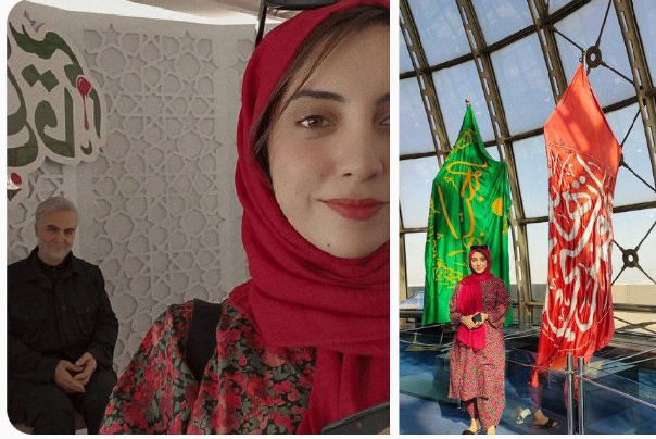 سلفی خبرنگار پاکستانی با تندیس حاج قاسم سلیمانی