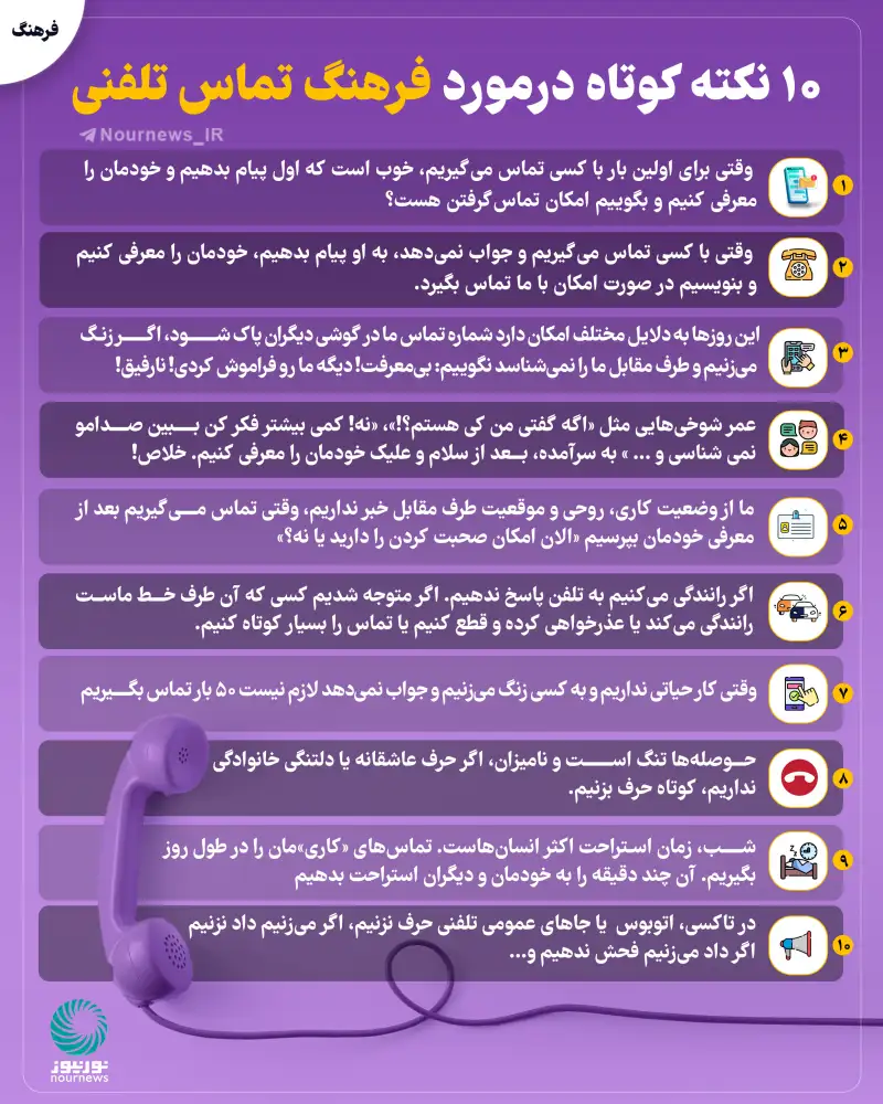 10 نکته کوتاه در مورد فرهنگ تماس تلفنی