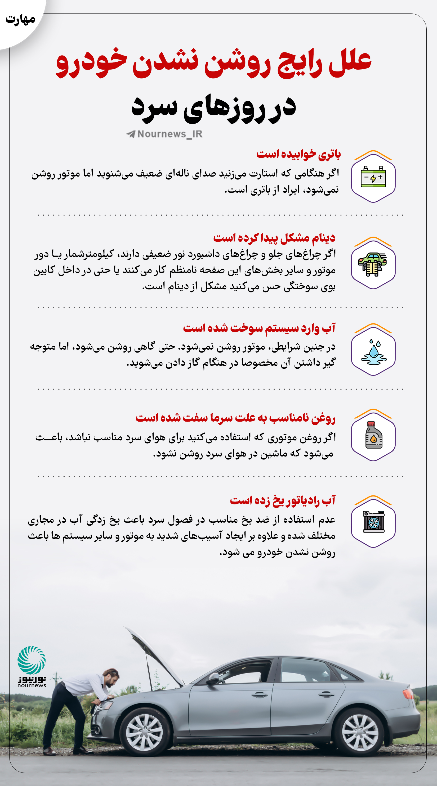 علل رایج روشن نشدن خودرو در روزهای سرد