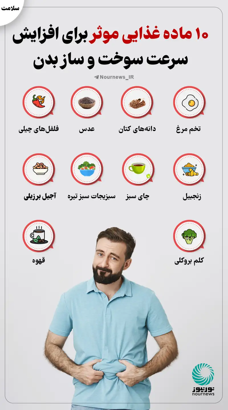 10 ماده غذایی موثر برای افزایش سرعت سوخت و ساز بدن