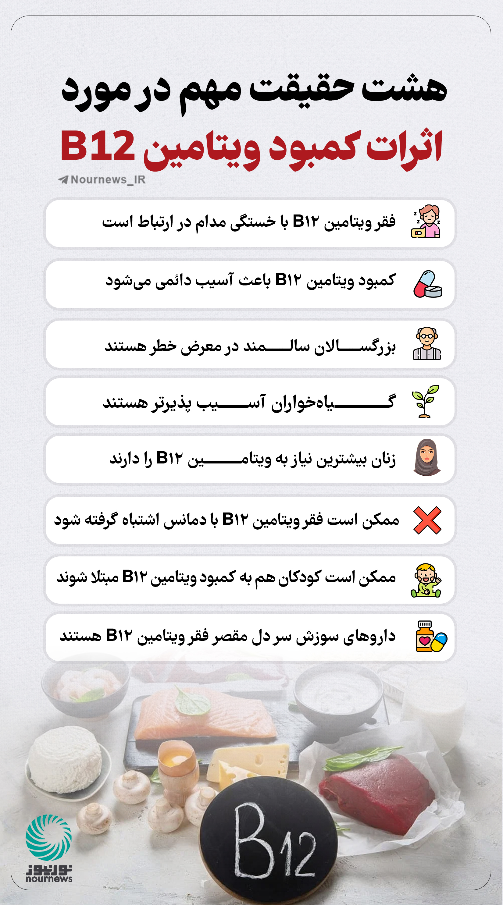هشت حقیقت مهم درمورد اثرات کمبود ویتامین B12