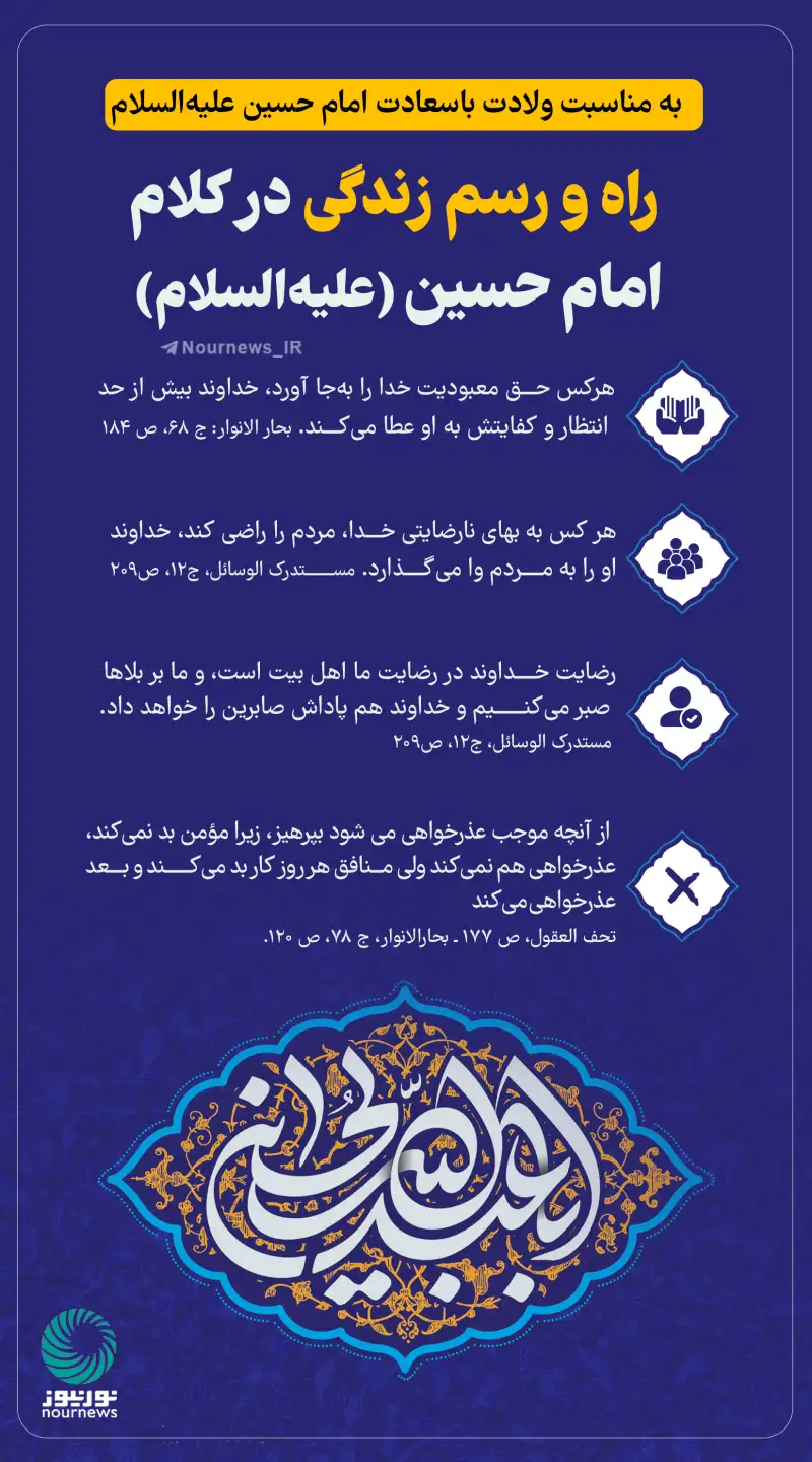 نوراینفو | راه و رسم زندگی در کلام امام حسین (ع)