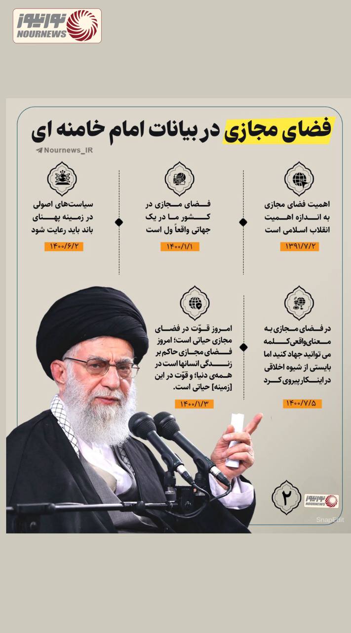 نوراینفو | فضای مجازی در بیانات امام خامنه ای