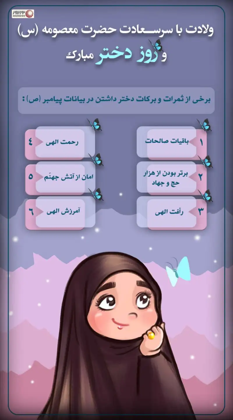 نوراینفو | ولادت با سر سعادت حضرت معصومه (ع) و روز دختر مبارک