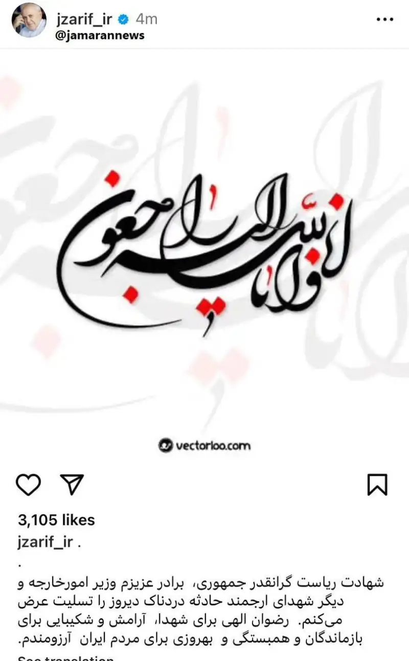 ظریف تسلیت گفت + فیلم
