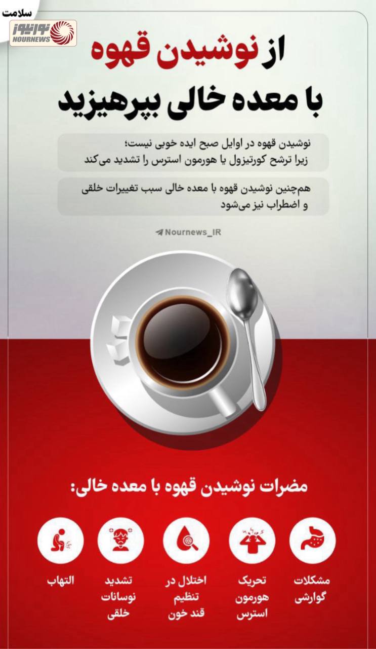 نوراینفو | از نوشیدن قهوه با معده خالی بپرهیزید