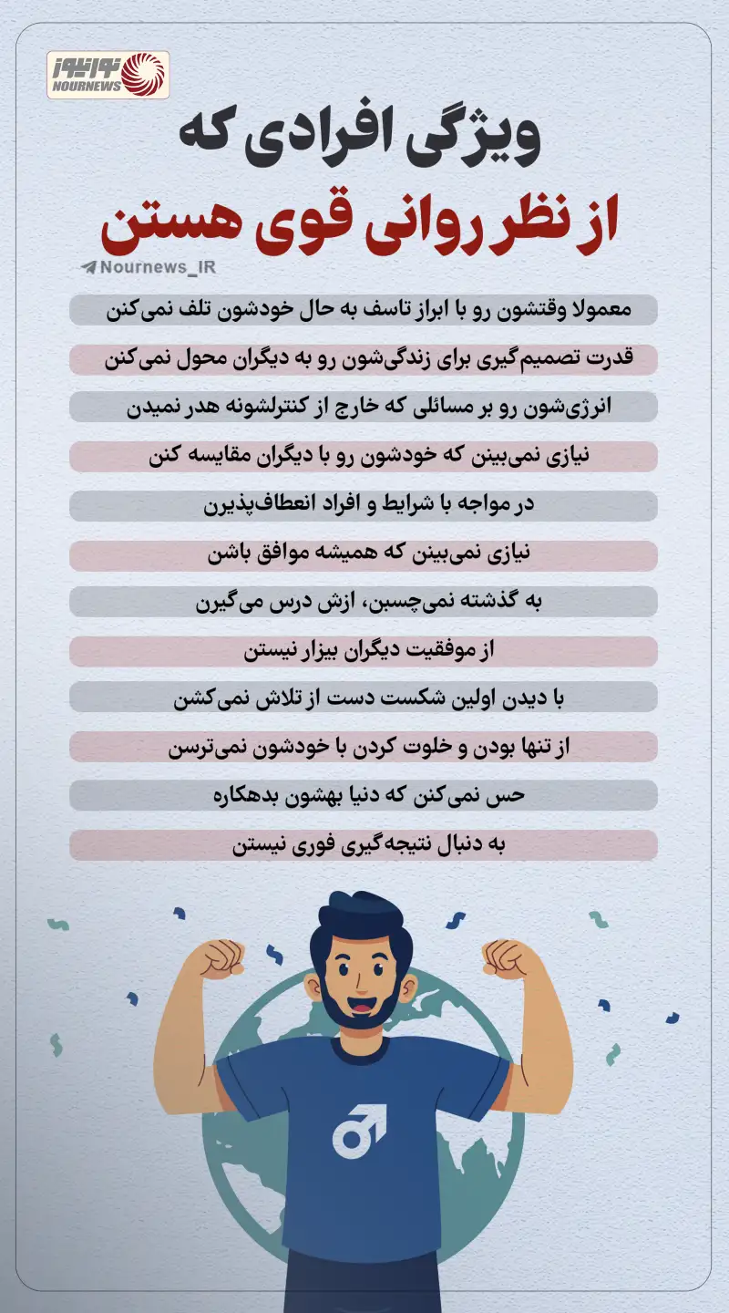 نوراینفو | ویژگی افرادی که از نظر روانی قوی هستن