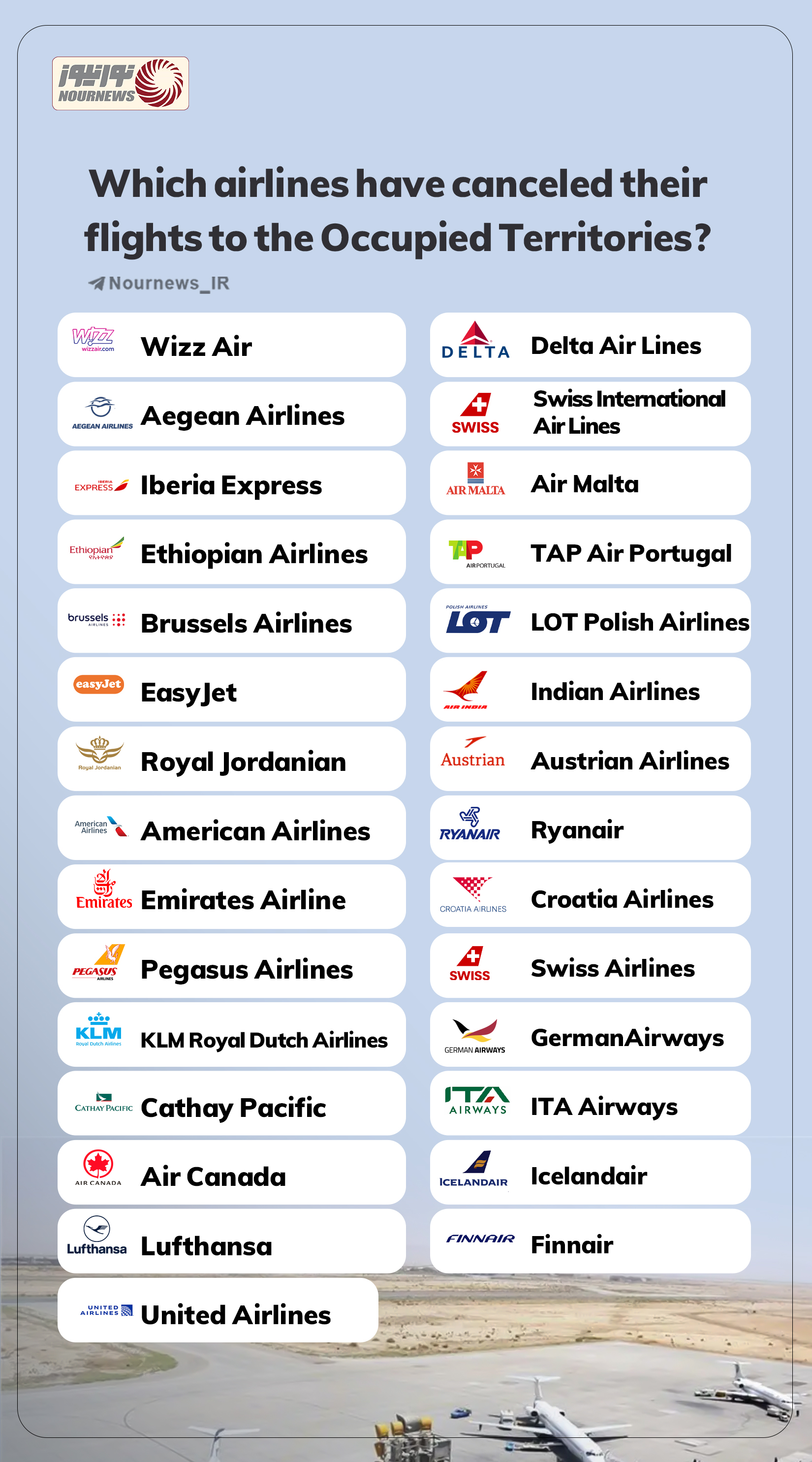 Which airlines have canceled their flights to the Occupied Territories?
