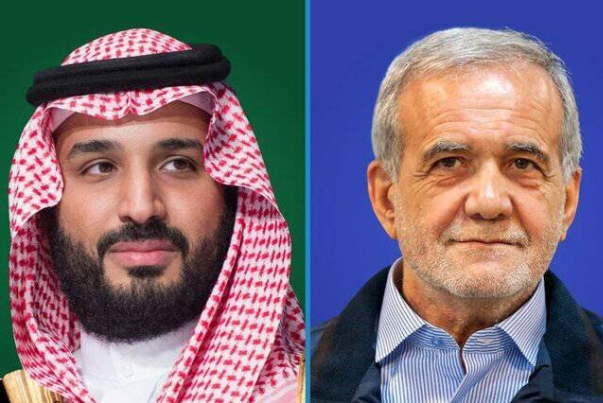 بزشكيان وبن سلمان يعربان عن أملهما في تطوير العلاقات الثنائية