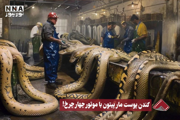 نورنما | کندن پوست مار پیتون با موتور چهار چرخ! +فیلم