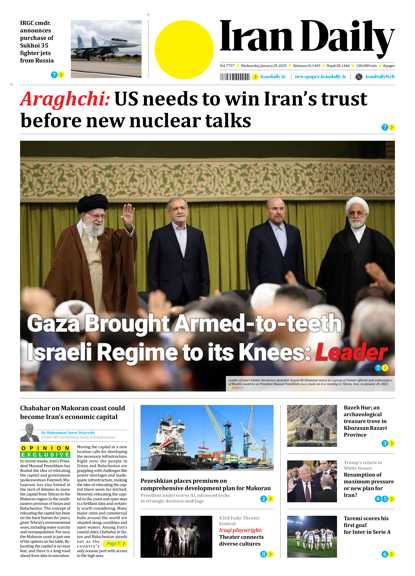 Front pages of Iran's English dailies on January 29