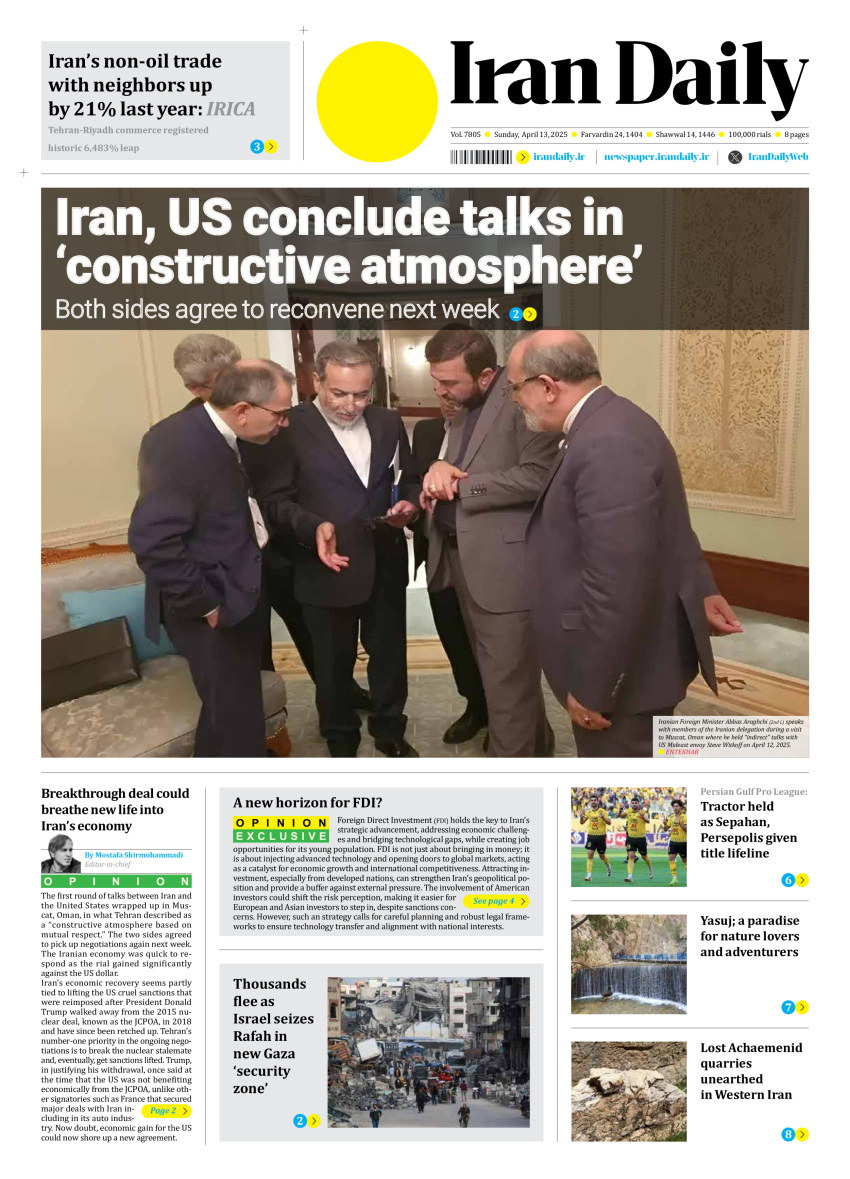 Front pages of Iran's English dailies on April 13