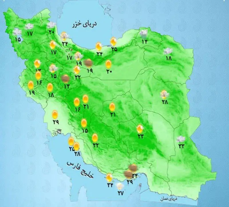 وضعیت آب‌وهوا امروز یکشنبه 24 فروردین ماه+ وضعیت استانها