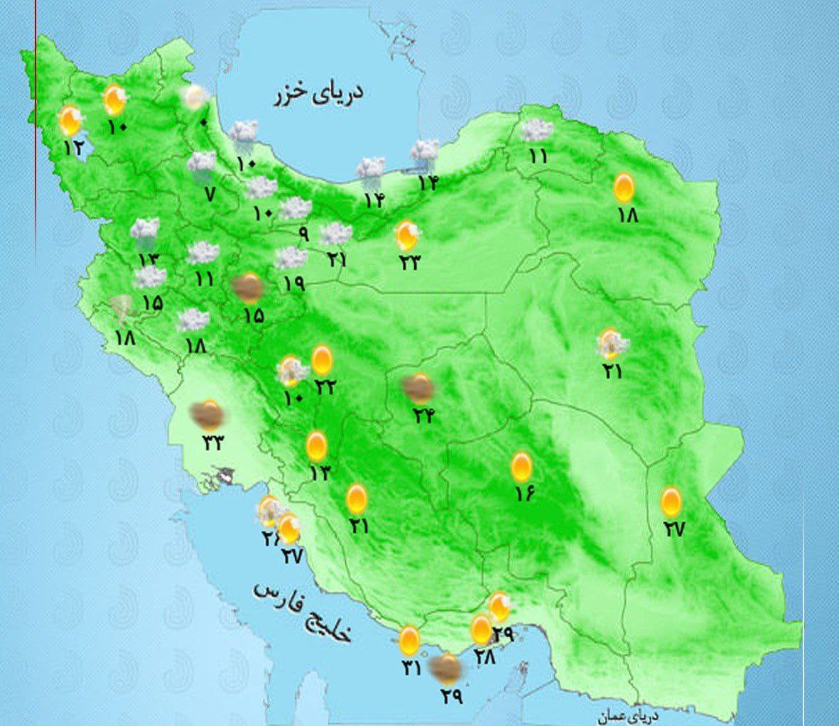 وضعیت اب و هوا امروز 11 اردیبهشت + وضعیت استانها